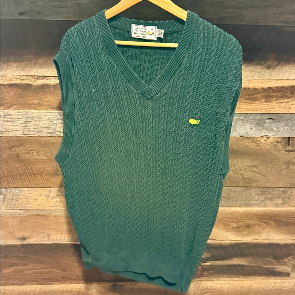 Green Cable Knit Sweater Vest with Logo